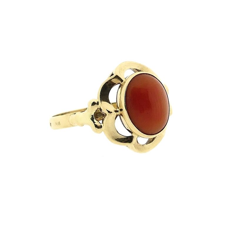 Image 9 of Gold ring with red coral | Antique