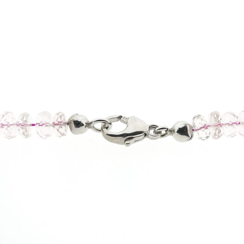 Image 4 of Rose quartz bead necklace with white gold clasp | 51 cm