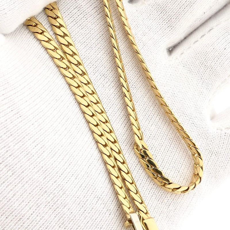 Afbeelding 8 van Gouden platte gourmetschakel ketting 