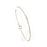 Golden Venetian link bracelet with pearl | 18 cm