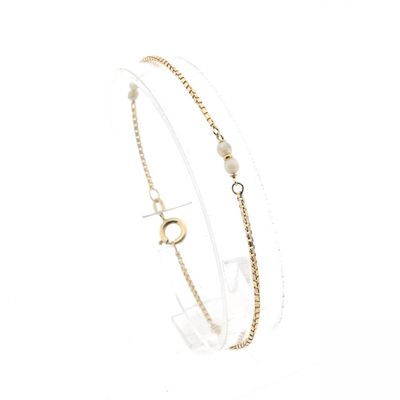 Image 1 of Golden Venetian link bracelet with pearl | 18 cm