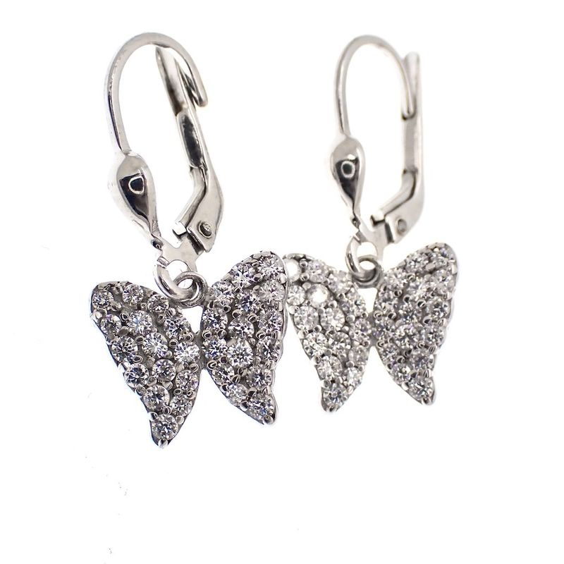Image 2 of Silver butterfly earrings with zirconia