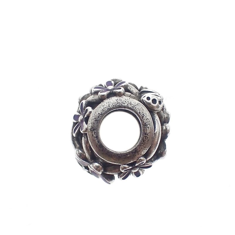 Image 4 of Pandora charm; Silver; Purple Daisy