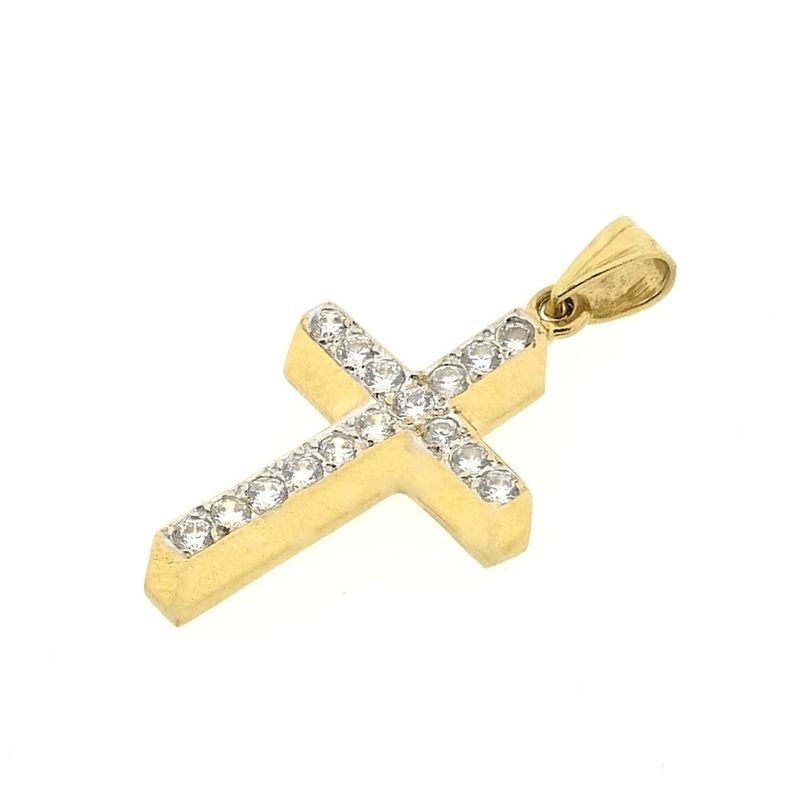 Image 2 of Gold cross pendant with zirconia