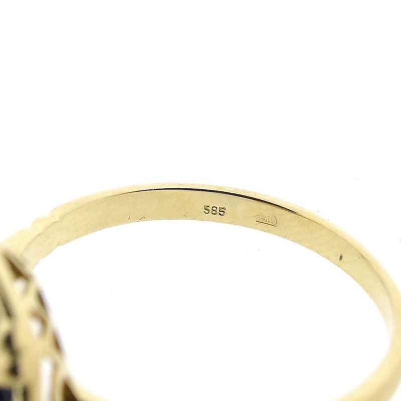 Image 6 of Gold Ring with Sapphire & Diamond; 0.02 ct; 14K; Size 17.5