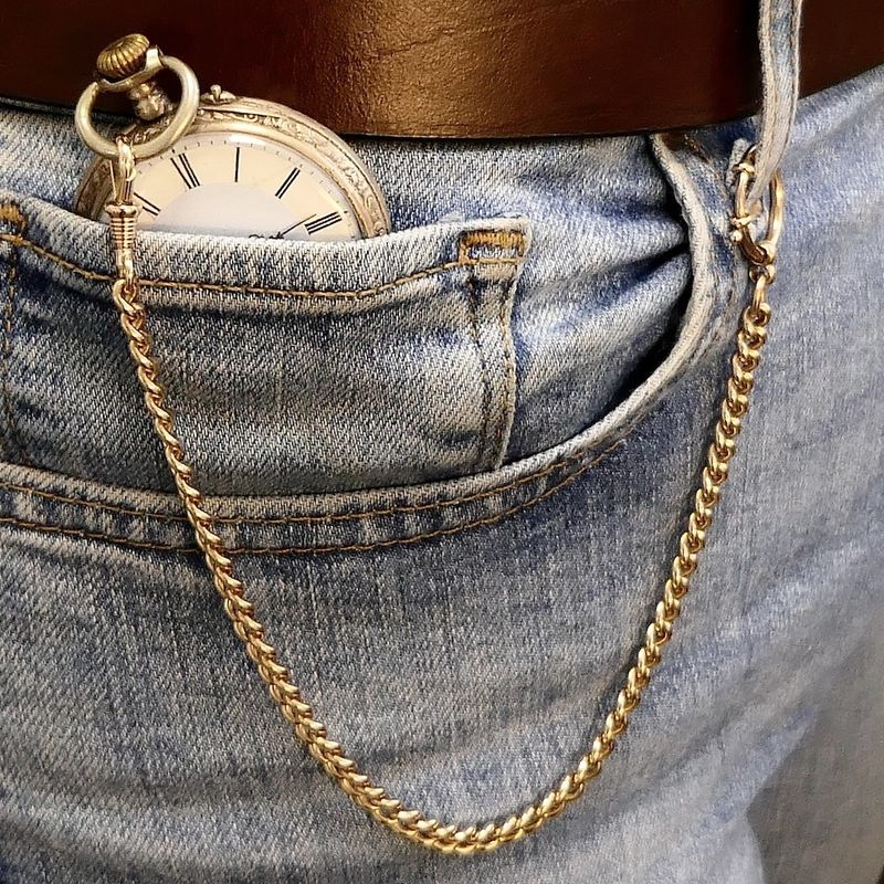 Image 6 of Vintage gold watch chain; Chatelaine (for a pocket watch)