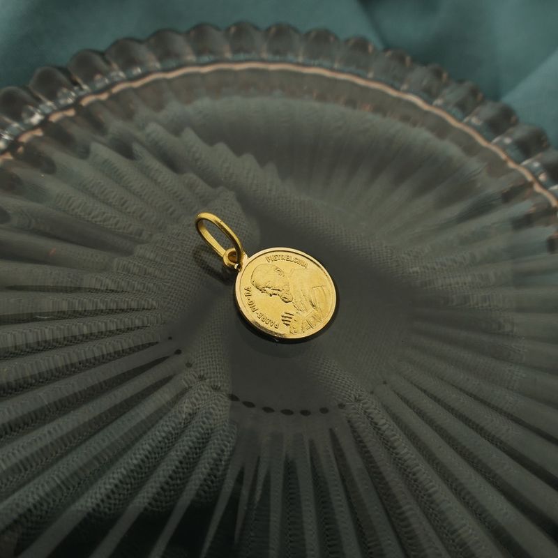 Image 2 of 18K Vintage Gold Padre Pio Pendant