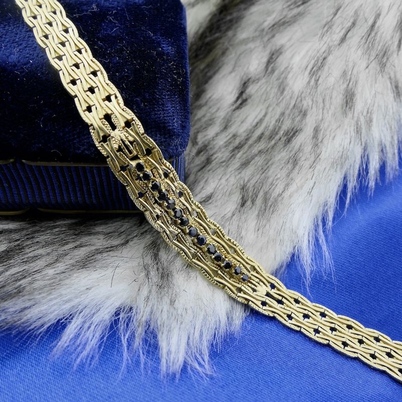 Image 8 of Vintage gold link bracelet with sapphire