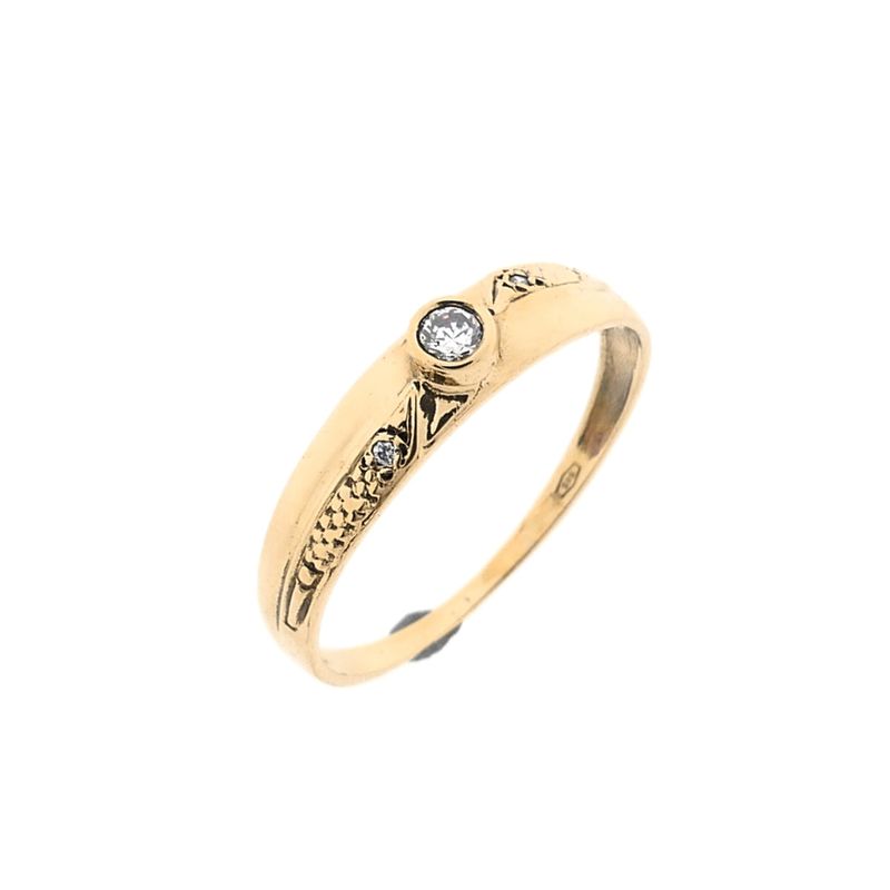 Image 1 of 14k Gold Zirconia Ring; Size 17