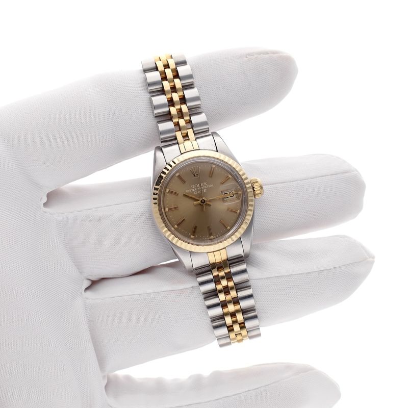 Image 8 of Rolex Oyster Perpetual Date 26mm 6917; Vintage 18k Gold/Steel Women's Watch