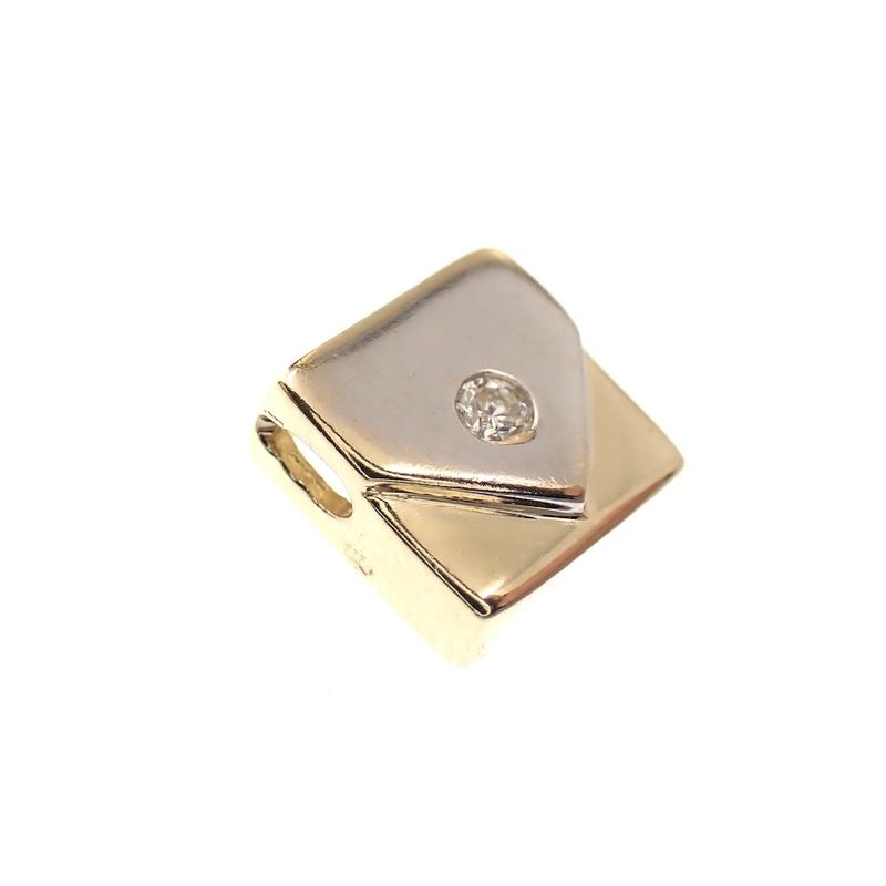 Image 2 of Two-tone gold envelope pendant with 0.04 ct diamond.