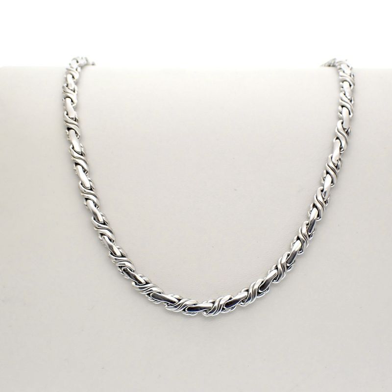 Image 1 of White gold fantasy link necklace | 41 cm