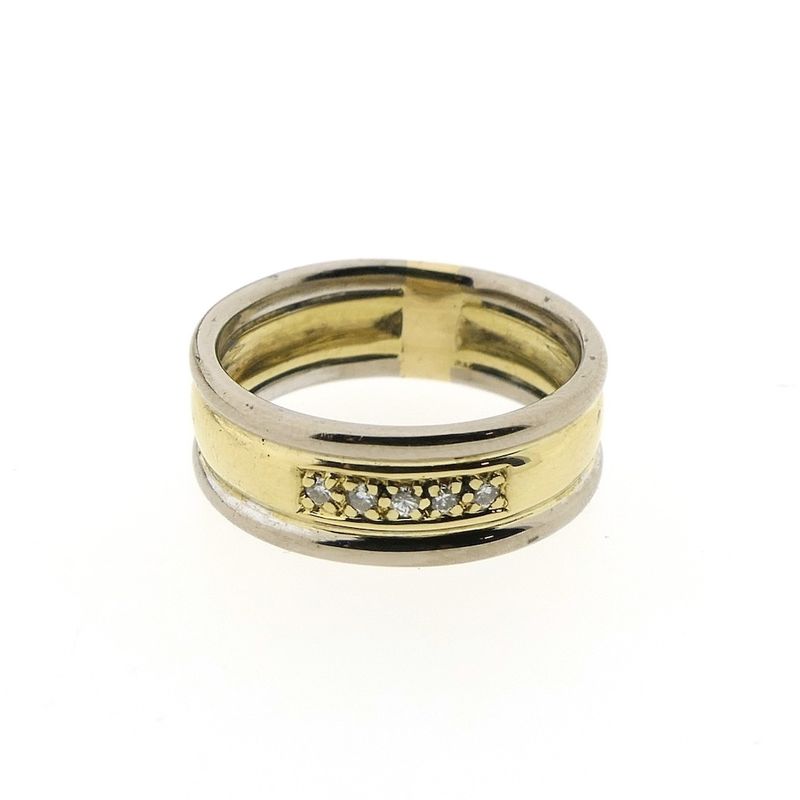 Image 4 of Bicolor wide gold ring with diamond; 0.10 ct.