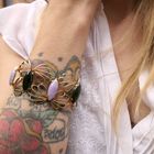 Image 3 of Gold bracelet with amethyst and jade