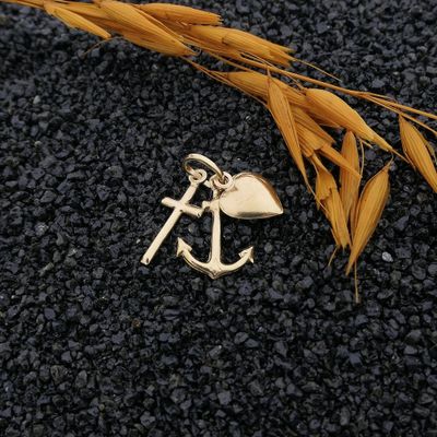 Image 2 of Gold pendant; Faith, hope, and love.