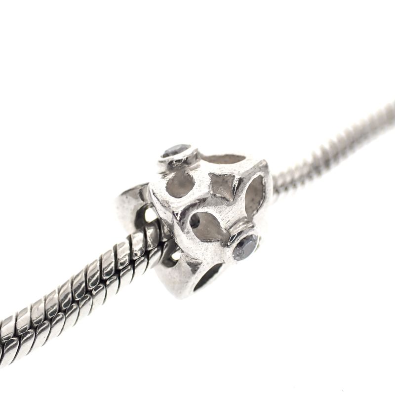 Image 2 of Pandora charm; Silver; Zirconia Flower
