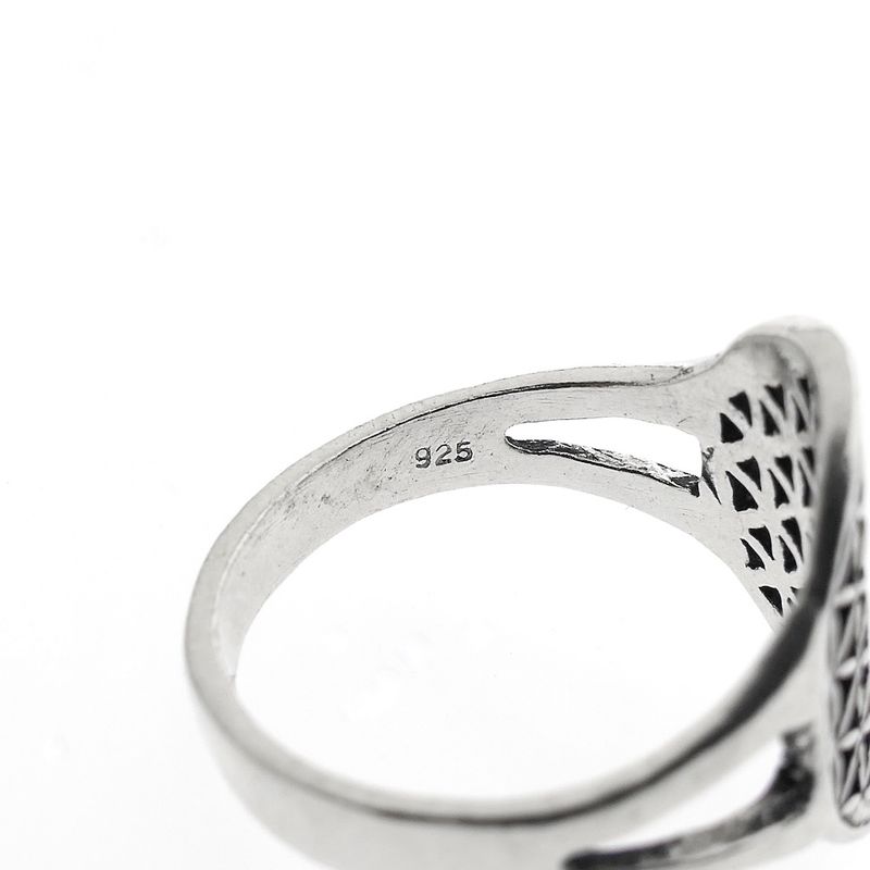 Image 5 of Silver ring; Flower of life