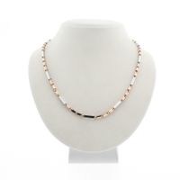 Two-tone gold checkered link necklace | 45 cm