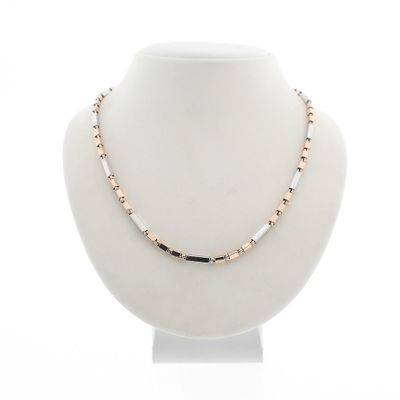 Image 1 of Two-tone gold checkered link necklace | 45 cm