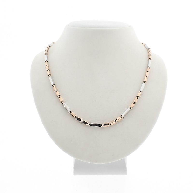 Image 1 of Two-tone gold checkered link necklace | 45 cm