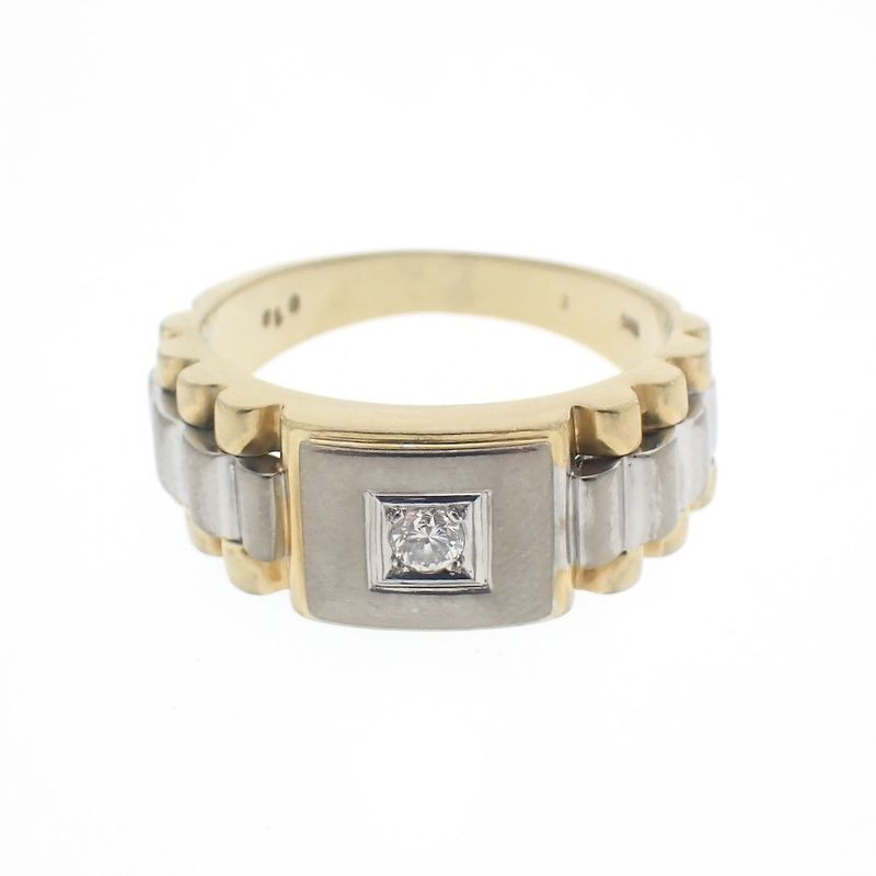 Image 5 of Bicolor Rolex president band ring with diamond | 0.10 ct.