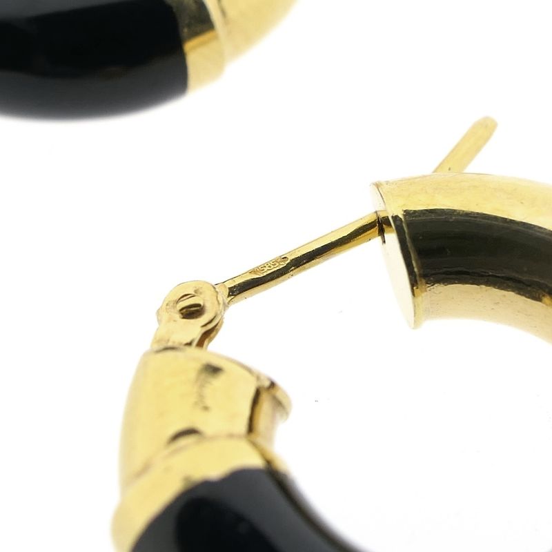 Image 6 of Gold hoop earrings with black enamel | Ø 20.5 mm
