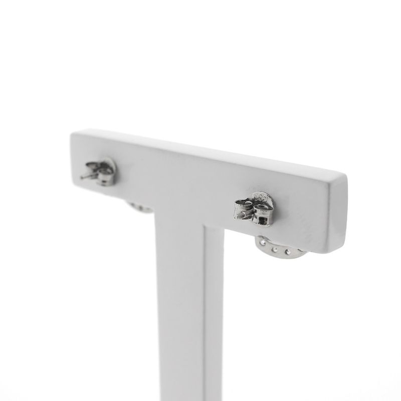 Image 3 of Silver stud earrings with a heart and zirconia