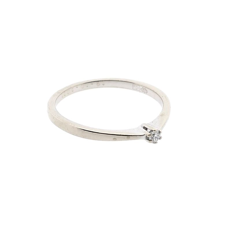 Image 4 of White Gold Solitaire Ring with Diamond 0.025 ct; 14K; Size 15