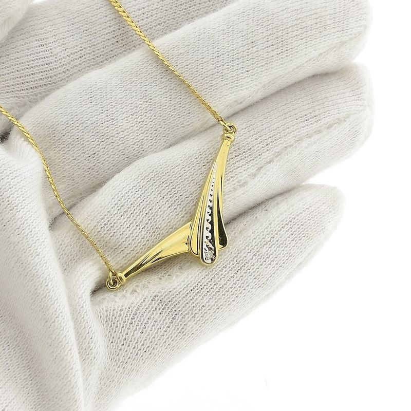 Image 8 of Gold necklace with a fixed pendant and diamond; 0.01 ct. | 42 cm