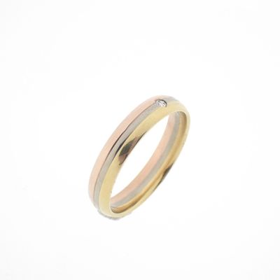 Image 1 of Tricolor gold ring with diamond | 0.02 ct.