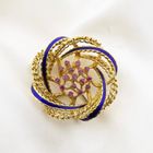 Image 9 of Vintage Gold Brooch Flower with Ruby and Enamel