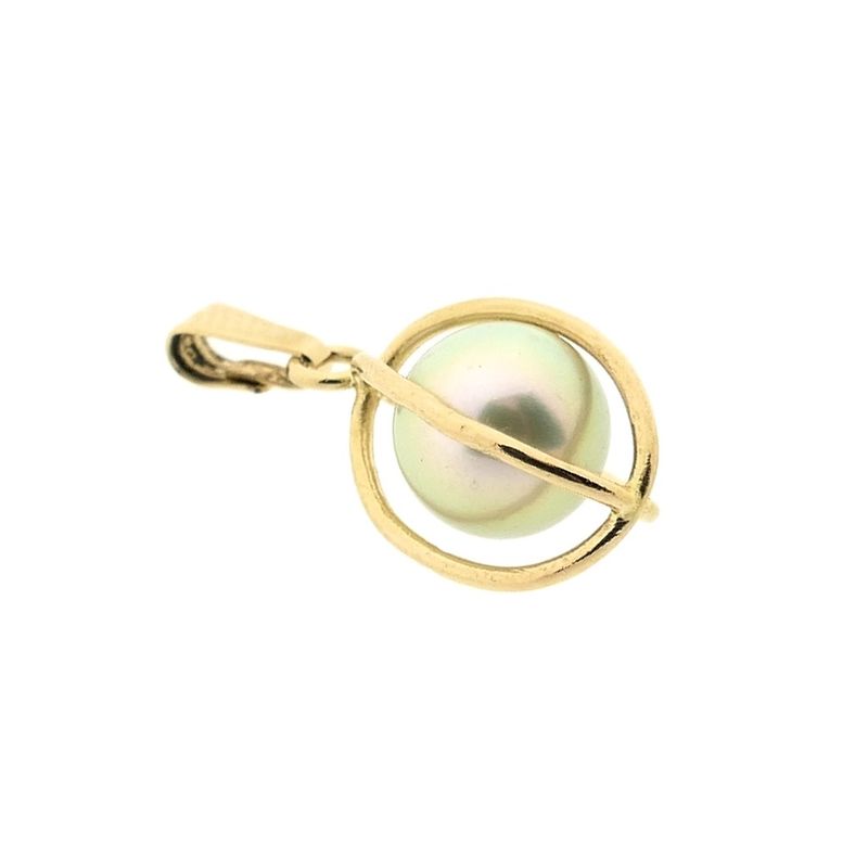 Image 3 of Gold abstract pendant with pearl