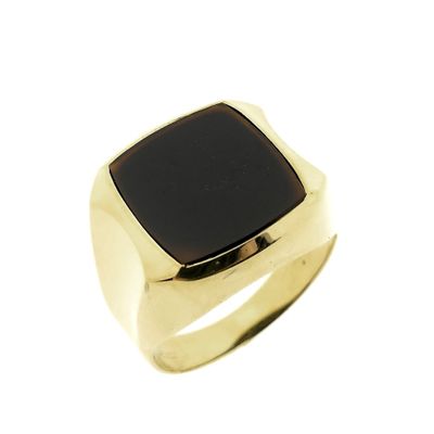 Image 1 of Gold signet ring with brown carnelian