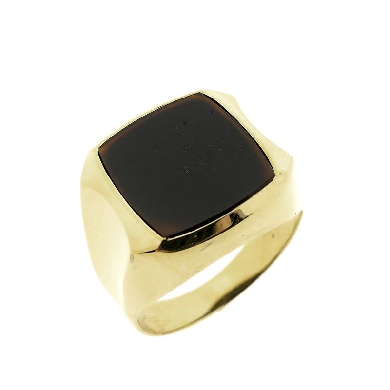 Image 1 of Gold signet ring with brown carnelian