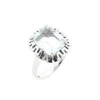 14K White Gold Ring with Light Blue Zirconia; Size 17.5