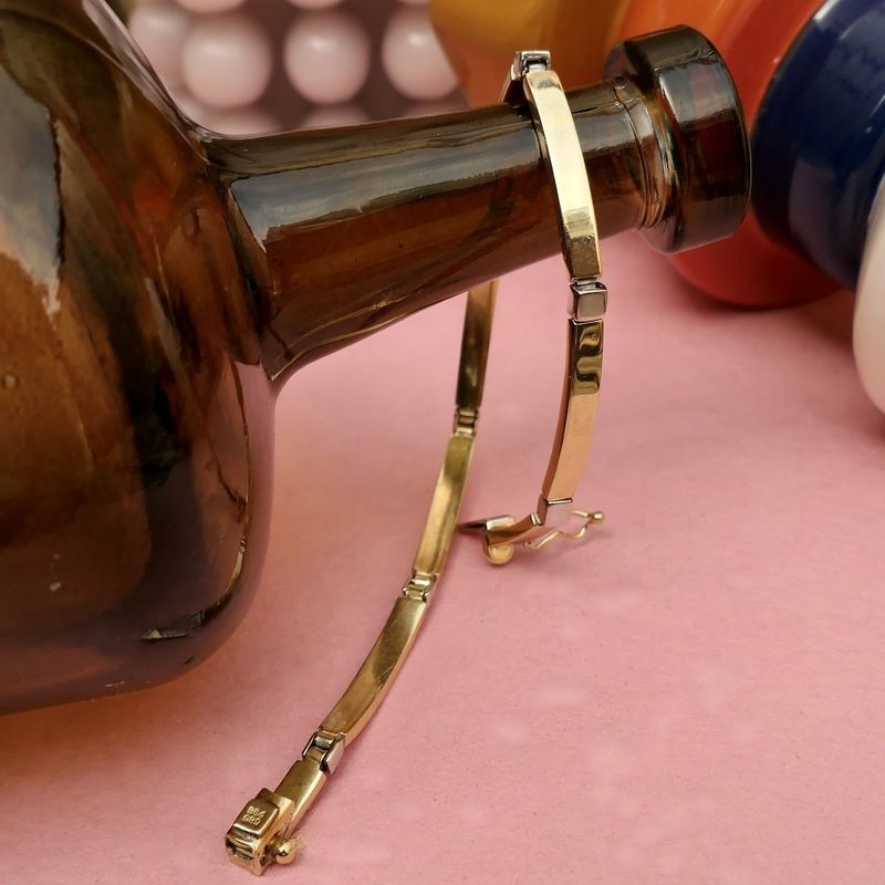 Image 2 of Two-tone gold bar link bracelet | 18.5 cm