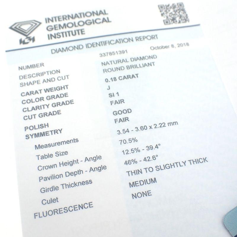 Image 4 of 0.18 ct. Brilliant cut diamond J/ SI1 + IGI Certificate - Natural diamond