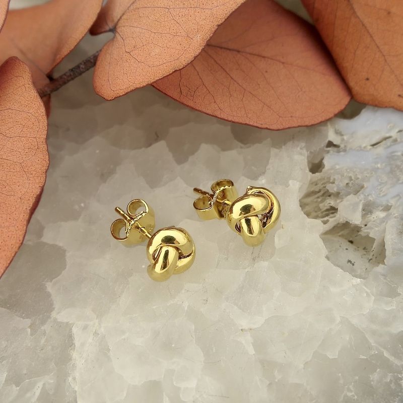 Image 2 of Gold button stud earrings