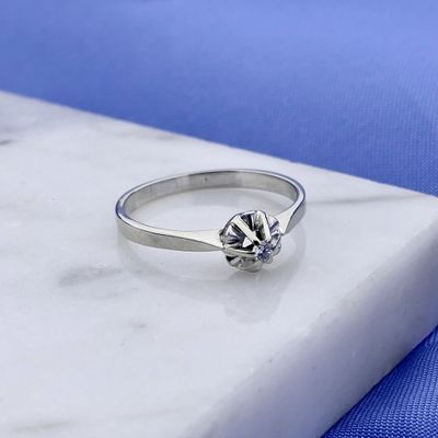 Image 2 of White Gold Solitaire Ring with 0.04 ct Diamond