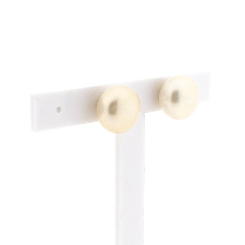 Image 3 of Gold stud earrings with cultured pearl