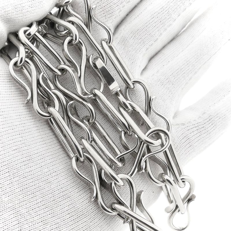 Afbeelding 8 van Zilveren fantasieschakel ketting | 74 cm