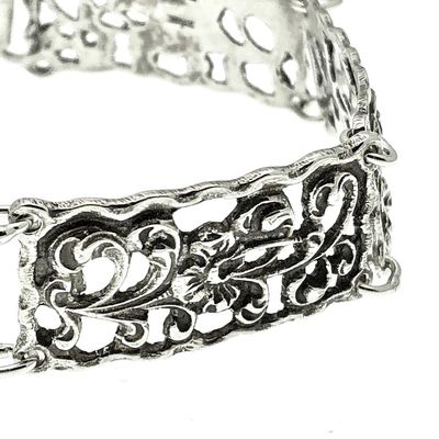 Image 2 of Silver bracelet with floral motif | 19 cm