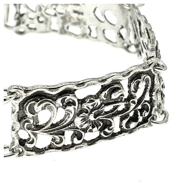 Image 2 of Silver bracelet with floral motif | 19 cm
