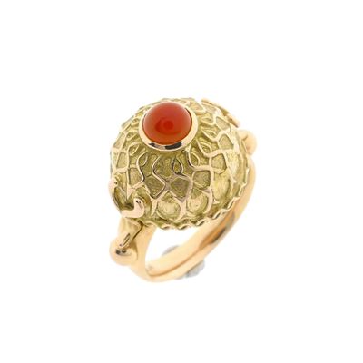 Image 1 of Vintage two-tone gold ring with carnelian