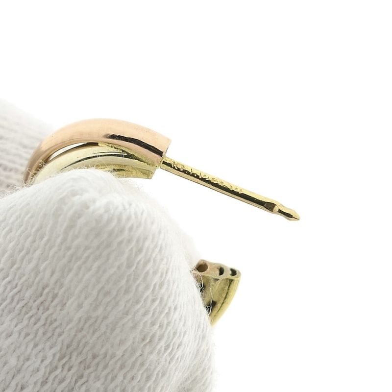 Image 6 of 18 ct. Tricolor gold semi-circular stud earrings