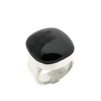 Silver robust ring with onyx