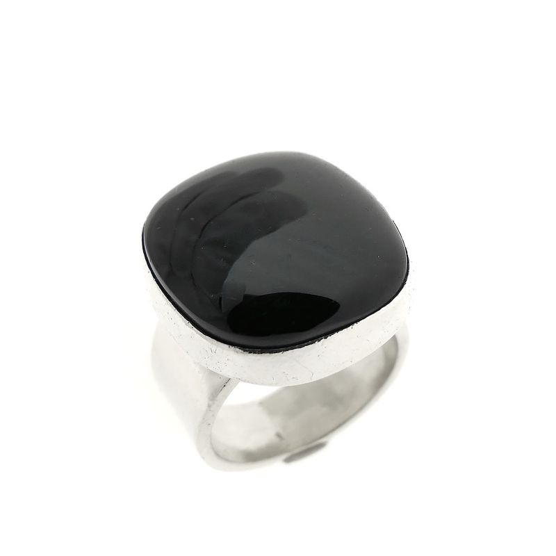 Image 1 of Silver robust ring with onyx
