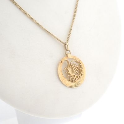 Fabiola gold zodiac sign pendant; Scorpio. Image 2 of Fabiola gold zodiac sign pendant; Scorpio.