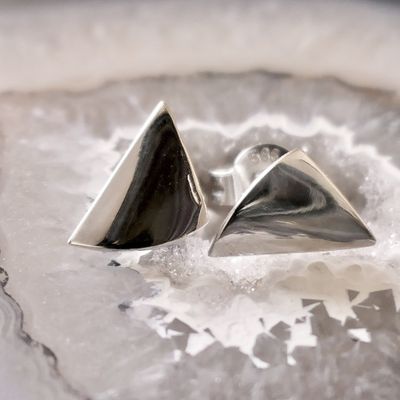 Image 2 of White gold triangle stud earrings