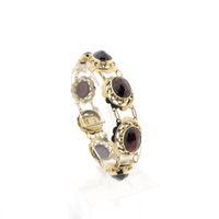 Antique gold boat bracelet with garnet
